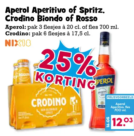 Aanbieding: Aperol Aperitivo of Spritz, Crodino Biondo of Rosso