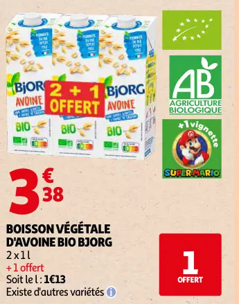 Promotie: Boisson végétale d'avoine bio