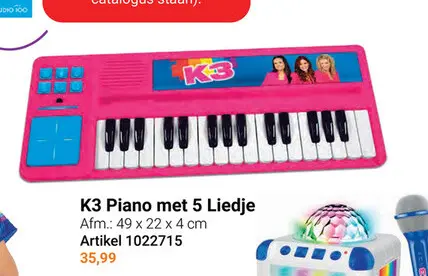 Aanbieding: K3 Piano met 5 K3 Liedjes