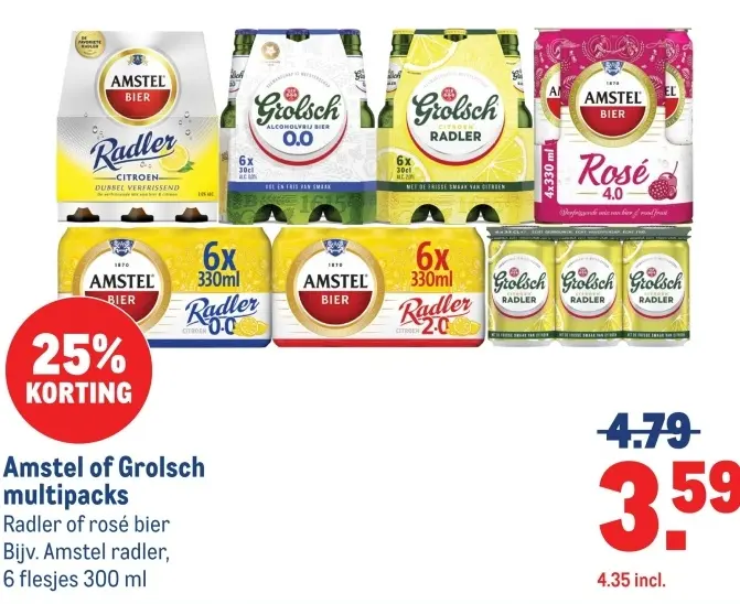 Aanbieding: Amstel of Grolsch multipacks