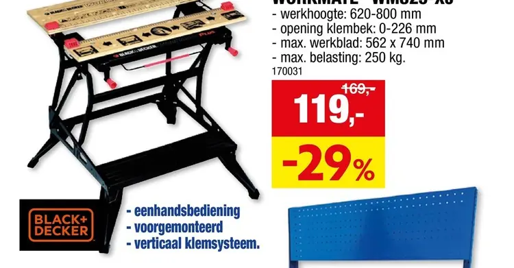 Promotie: Black+Decker Workmate Plus werkbank 83cm 250kg