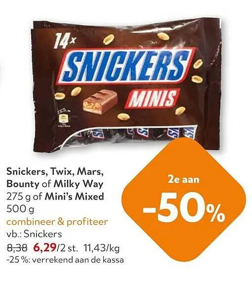 Promotie: Snickers, Twix, Mars, Bounty of Milky Way Mini's Mixed