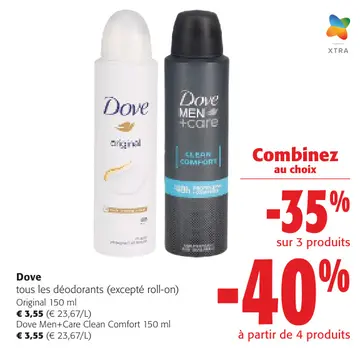 Offre: Dove tous les déodorants (excepté roll-on)