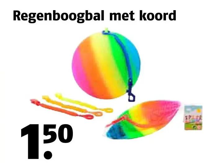 Aanbieding: Regenboogbal met koord