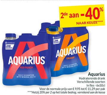 Aanbieding: Aquarius Hydraterende drank 2de aan -40 % NAAR KEUZE 