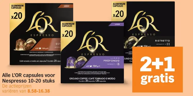 Aanbieding: L'OR capsules voor Nespresso