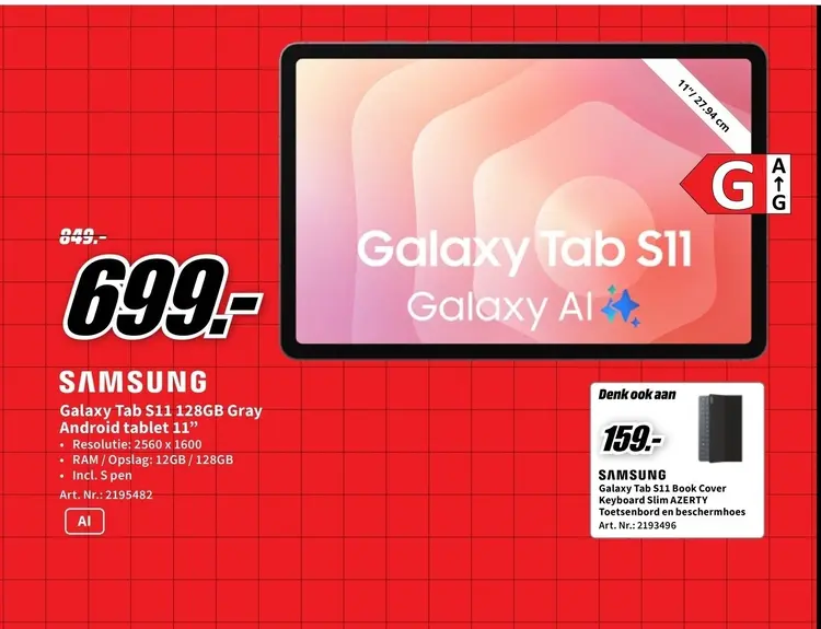 Promotie: Galaxy Tab S11 128GB Gray Android tablet 11"