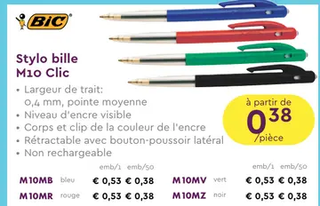 Offre: Stylo bille M10 Clic