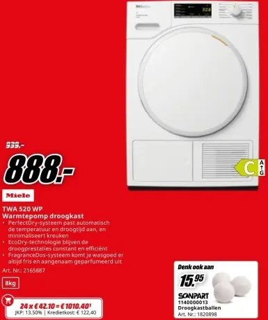 Aanbieding: TWA 520 WP Warmtepomp droogkast