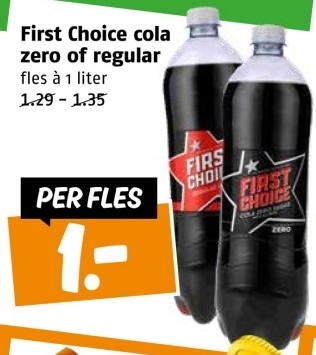 Aanbieding: First Choice cola zero of regular