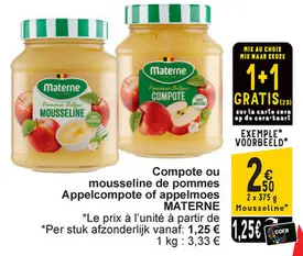 Offre: Compote ou mousseline de pommes / Appelcompote of appelmoes