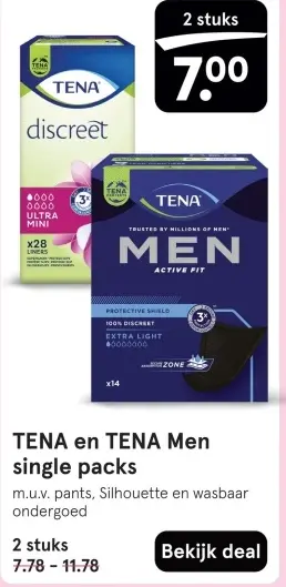 Aanbieding: TENA en TENA Men single packs