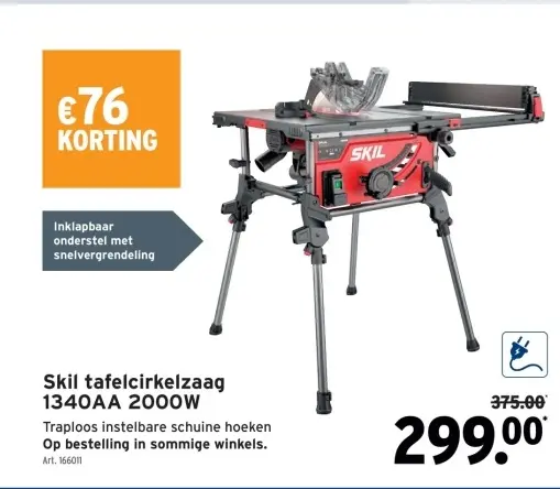 Promotie: Skil tafelcirkelzaag 1340AA 2000W