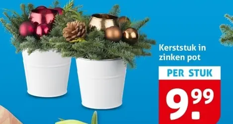 Aanbieding: Kerststuk in zinken pot