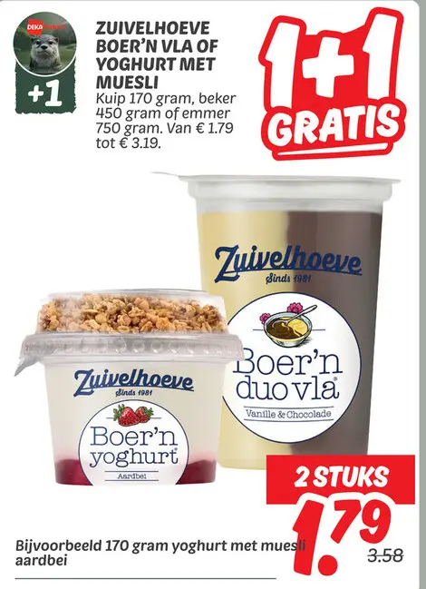 Aanbieding: Boer'n vla of yoghurt met muesli