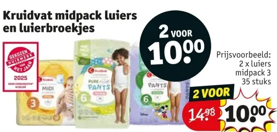 Aanbieding: Kruidvat midpack luiers en luierbroekjes