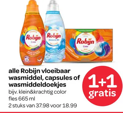 Aanbieding: Robijn vloeibaar wasmiddel, capsules of wasmiddeldoekjes