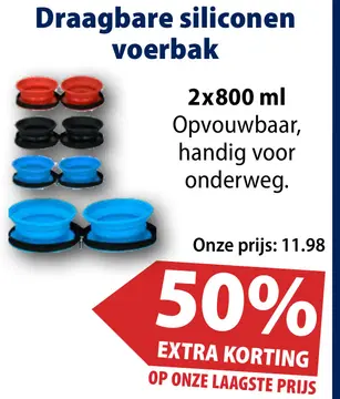 Aanbieding: Draagbare siliconen voerbak