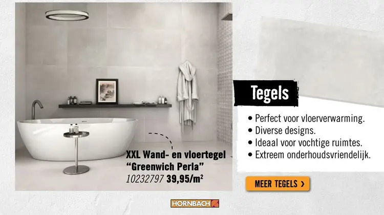 Aanbieding: XXL Wand- en vloertegel Greenwich Perla mat 120x60 cm gerectificeerd
