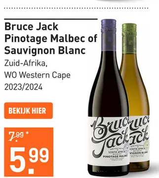 Aanbieding: Bruce Jack Pinotage Malbec of Sauvignon Blanc