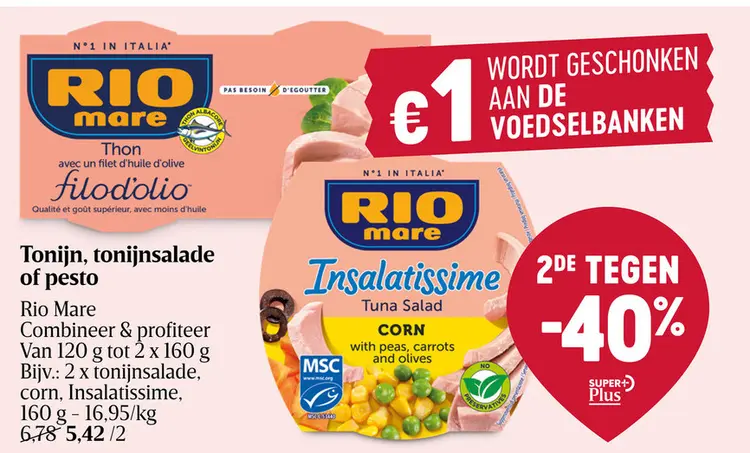 Aanbieding: Tonijn, tonijnsalade of pesto
