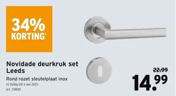 Aanbieding: Novidade deurkruk set Leeds