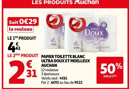 Promotie: Papier toilette blanc ultra doux et moelleux