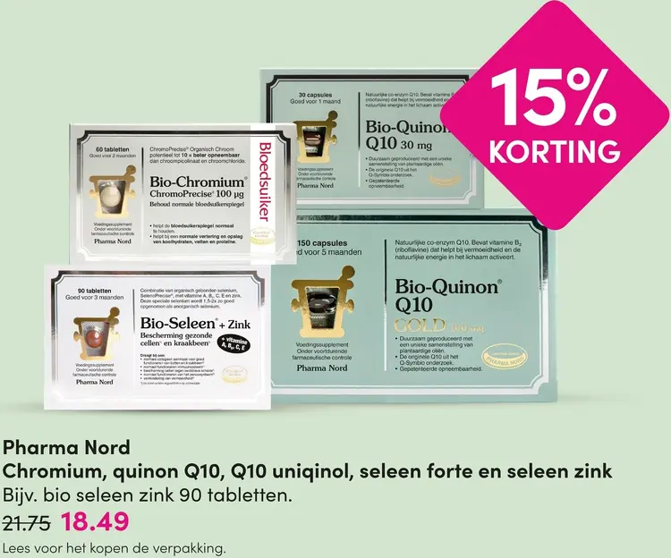 Aanbieding: Chromium, quinon Q10, Q10 uniqinol, seleen forte en seleen zink
