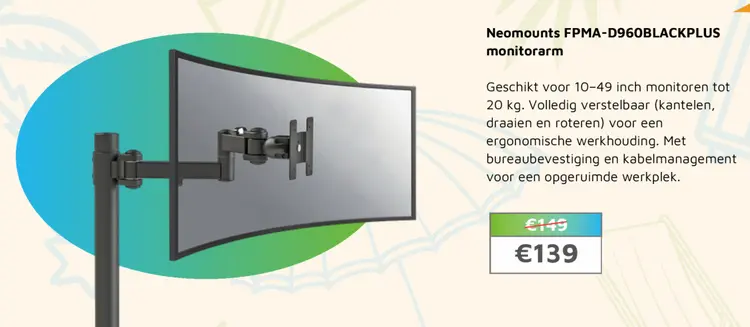 Aanbieding: Neomounts FPMA-D960BLACKPLUS monitorarm