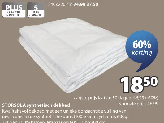 Promotie: STORSOLA synthetisch dekbed