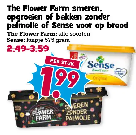 Aanbieding: The Flower Farm smeren, opgroeien of bakken zonder palmolie of Sense voor op brood
