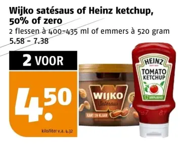Aanbieding: Wijko satésaus of Heinz ketchup, 50% of zero