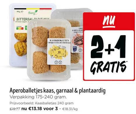 Promotie: Aperoballetjes kaas, garnaal & plantaardig