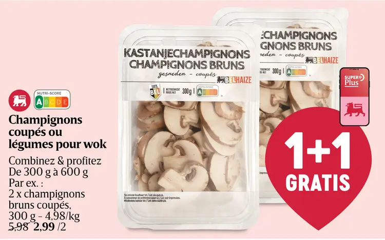 Offre: Champignons coupés ou légumes pour wok