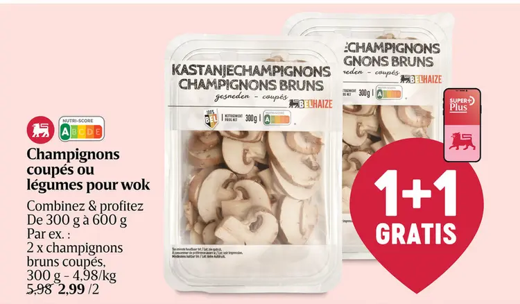 Offre: Champignons coupés ou légumes pour wok