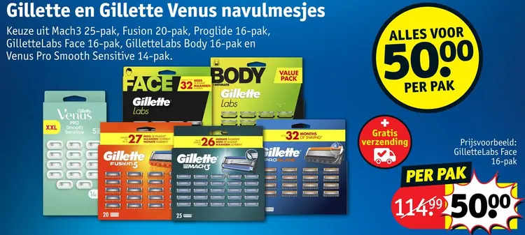 Aanbieding: Gillette en Gillette Venus navulmesjes