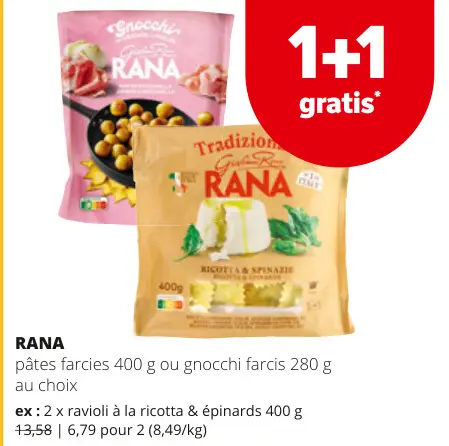 Offre: pâtes farcies ou gnocchi farcis