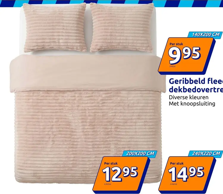 Promotie: Geribbeld fleece dekbedovertrek