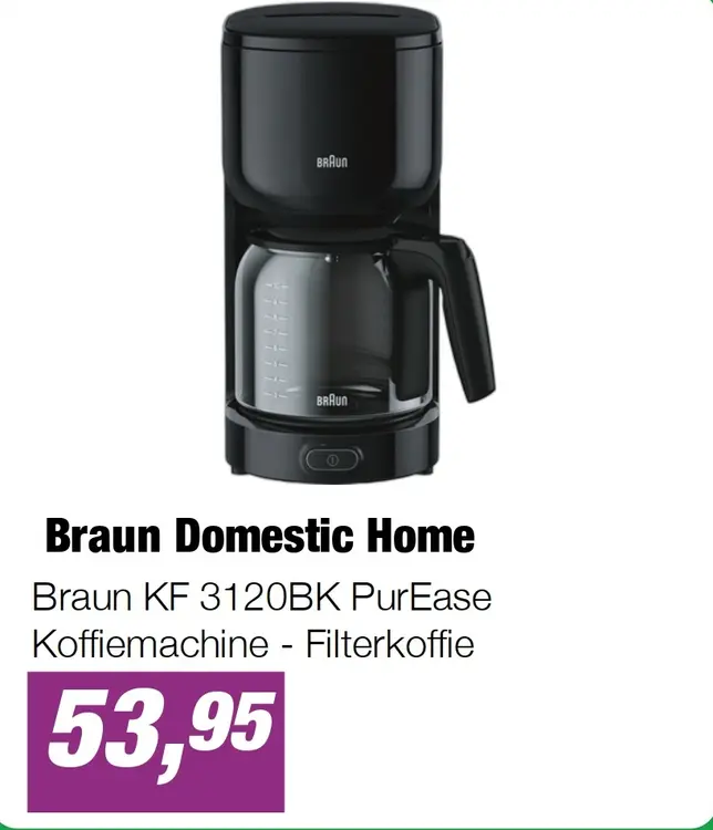 Aanbieding: Braun KF 3120BK PurEase Koffiemachine - Filterkoffie