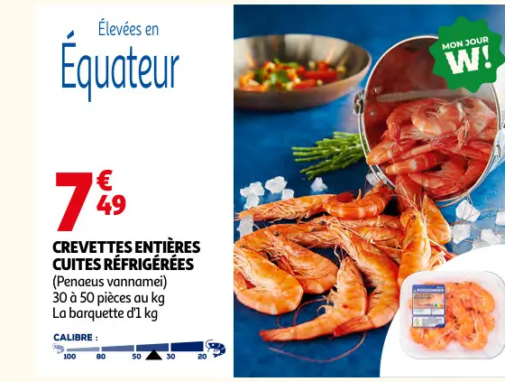 Promotie: Crevettes entières cuites réfrigérées