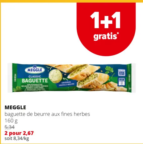 Offre: baguette de beurre aux fines herbes