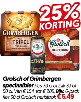 Aanbieding: Grolsch of Grimbergen speciaalbier