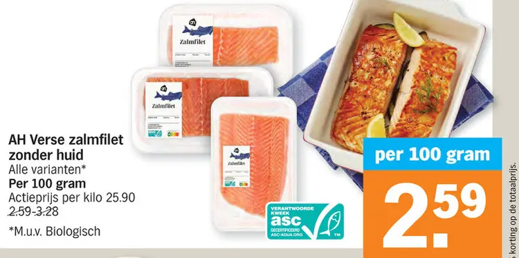 Promotie: Verse zalmfilet zonder huid