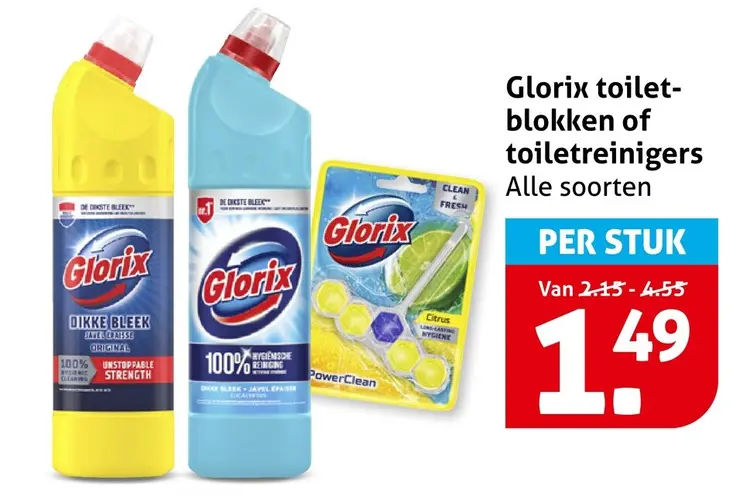 Aanbieding: Glorix toiletblokken of toiletreinigers