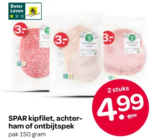 Aanbieding: Kipfilet, achterham of ontbijtspek