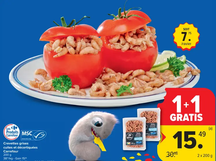 Offre: Crevettes grises cuites et décortiquées
