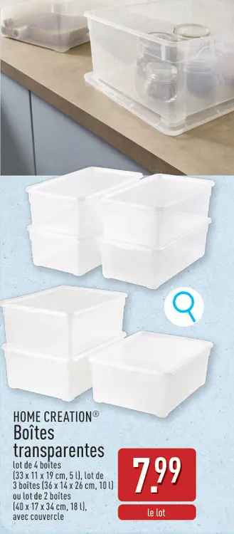 Offre: Boîtes transparentes