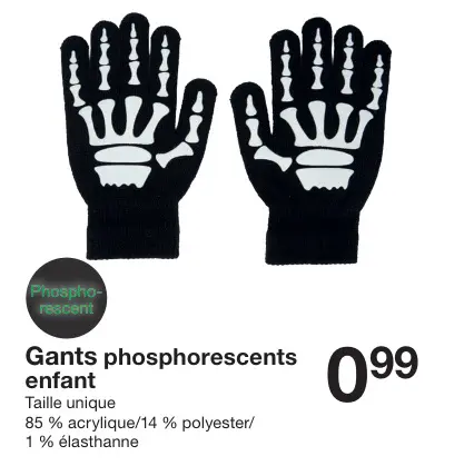 Offre: Gants phosphorescents enfant