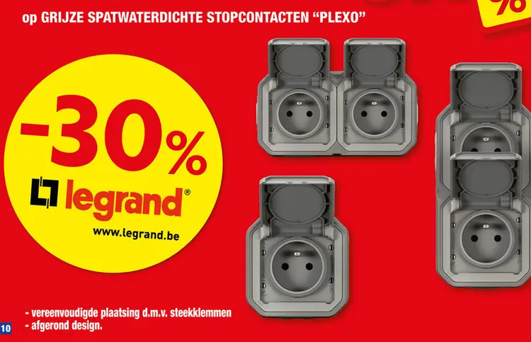 Promotie: Grijze spatwaterdichte stopcontacten "plexo"