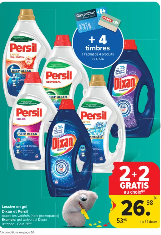 Offre: Lessive en gel Dixan et Persil